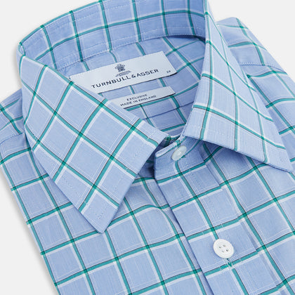 Blue and Green Windowpane Mayfair Shirt