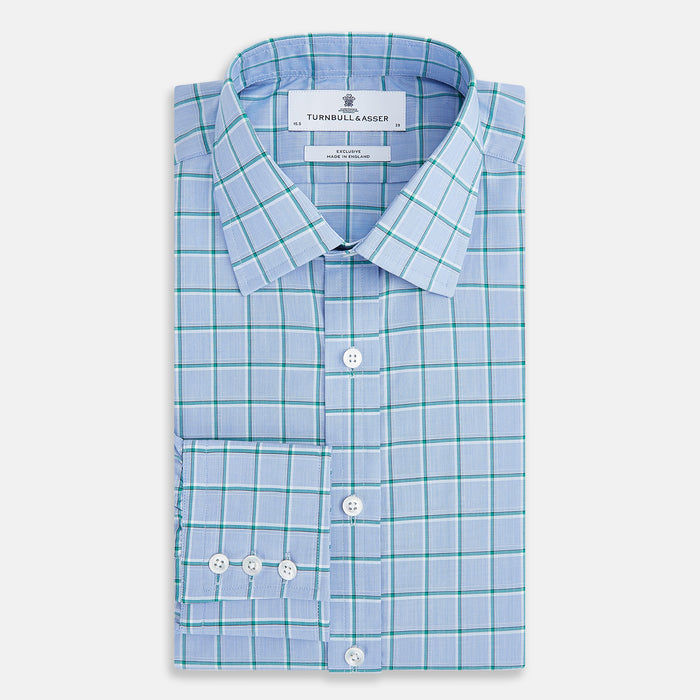 Blue and Green Windowpane Mayfair Shirt Image 4