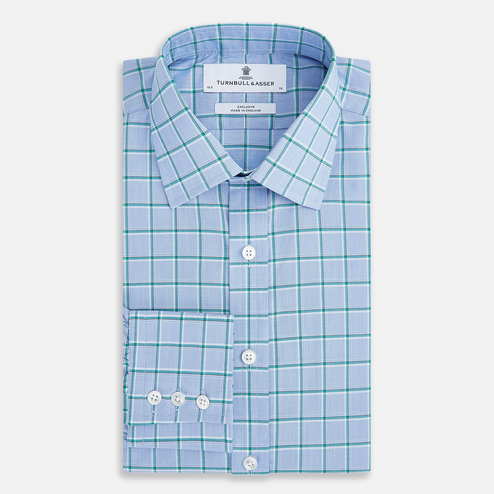 Blue and Green Windowpane Mayfair Shirt 19