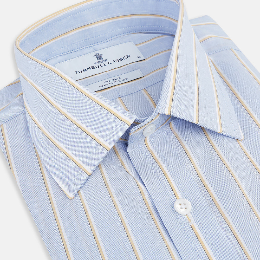 Blue and Yellow  Multi-Stripe Mayfair Shirt 19