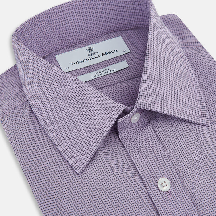 Lilac Pin Check Mayfair Shirt Image 1