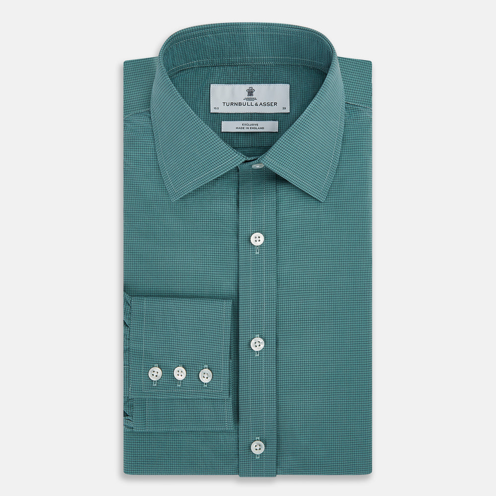Sage Pin Check Mayfair Shirt 19