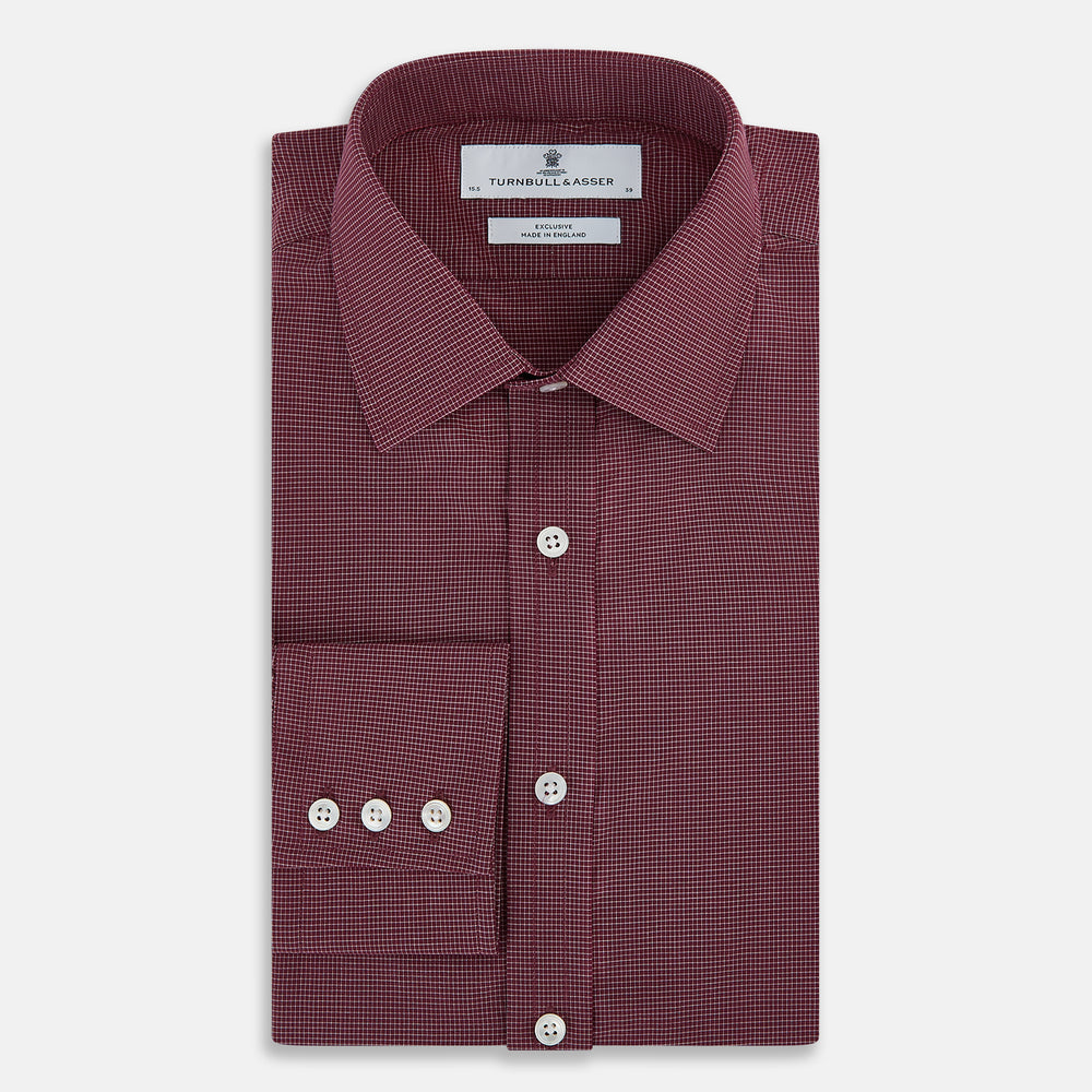 Wine Pin Check Mayfair Shirt 19