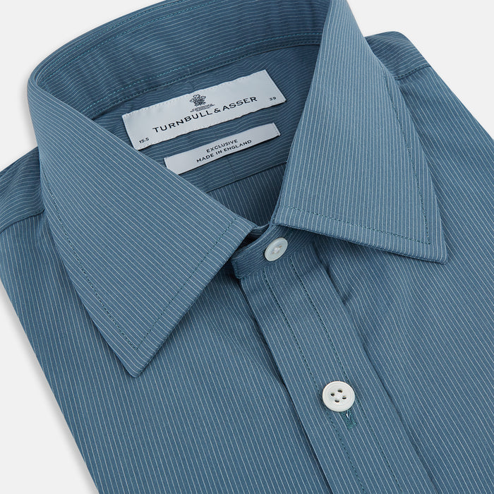 Steel Grey Pinstripe Mayfair Shirt Image 1
