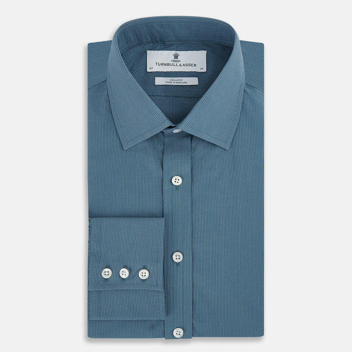 Steel Grey Pinstripe Mayfair Shirt Image 4