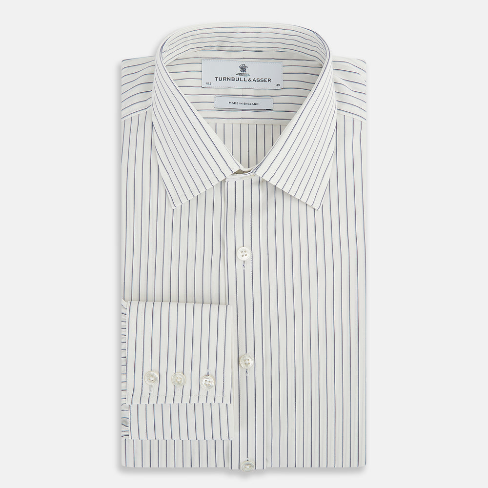 Navy Thin Track Stripe Mayfair Shirt 19