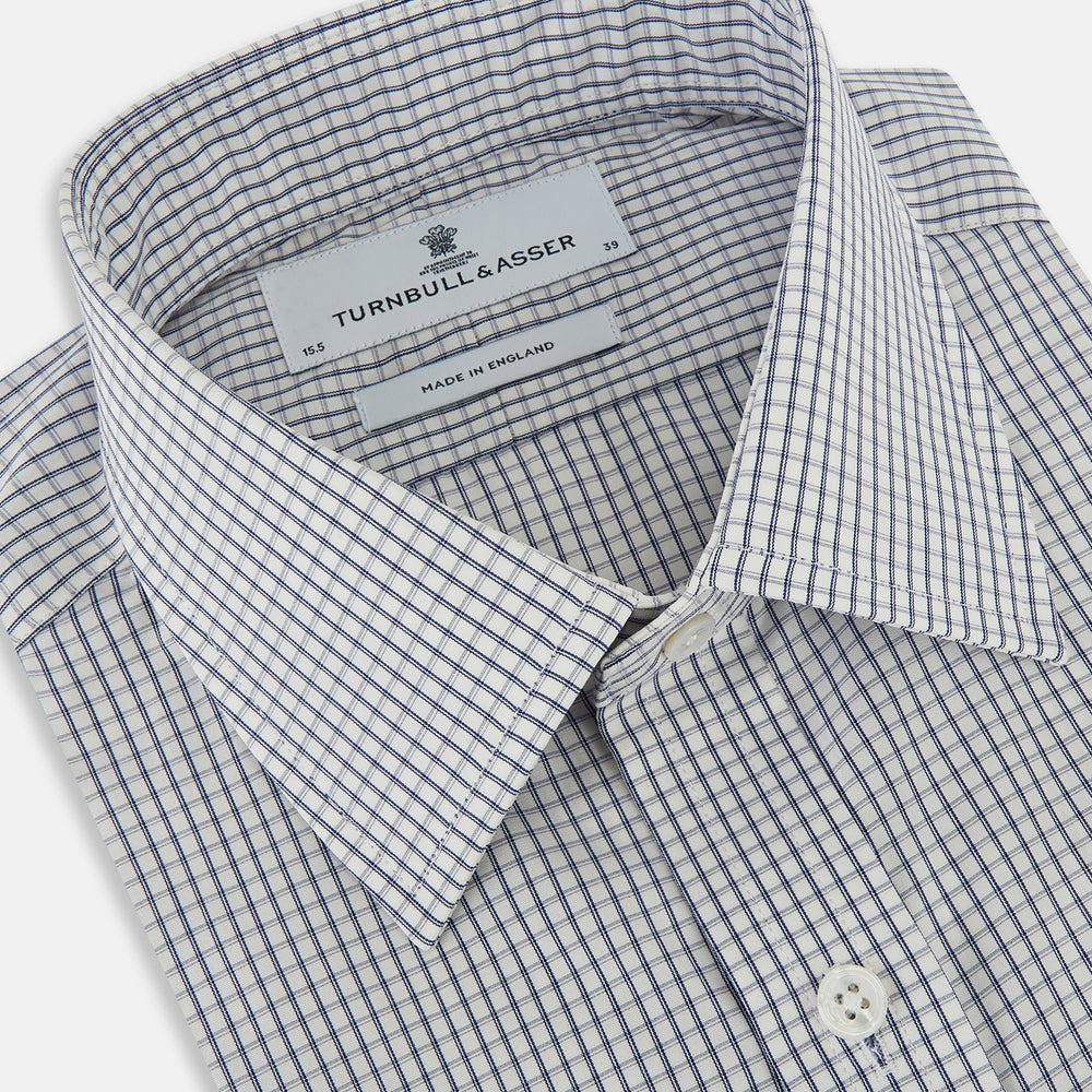 Navy Tattersall Check Mayfair Shirt 19
