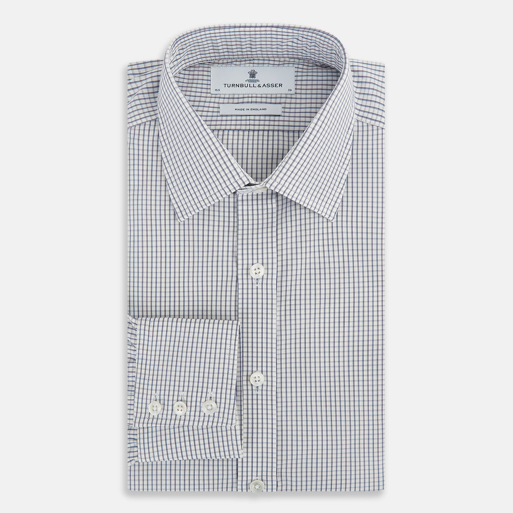 Navy Tattersall Check Mayfair Shirt 19