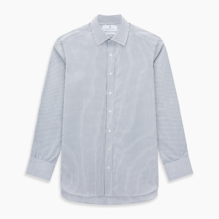 Navy Tattersall Check Mayfair Shirt Image 6