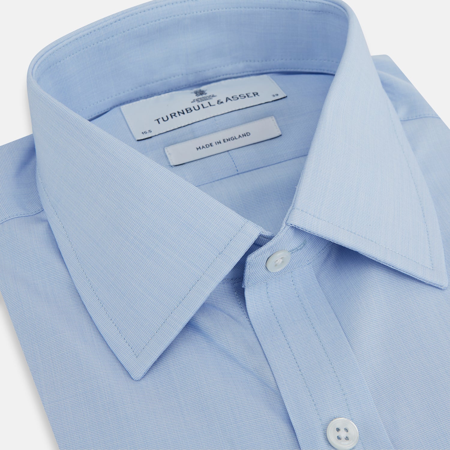 View 2 of product Light Blue End-on-End Shirt with T&A Collar and 3-Button Cuffs