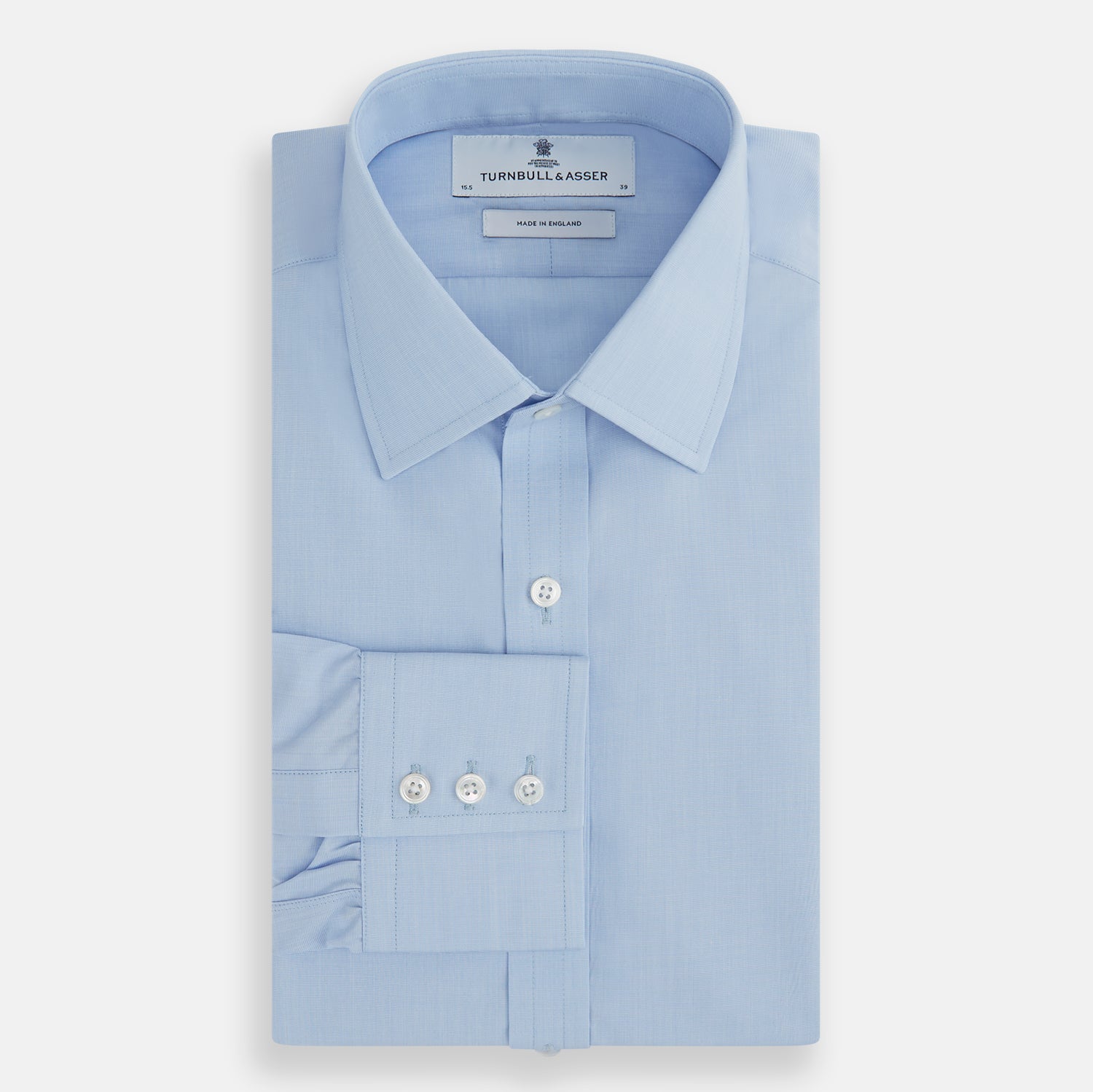 View 4 of product Light Blue End-on-End Shirt with T&A Collar and 3-Button Cuffs