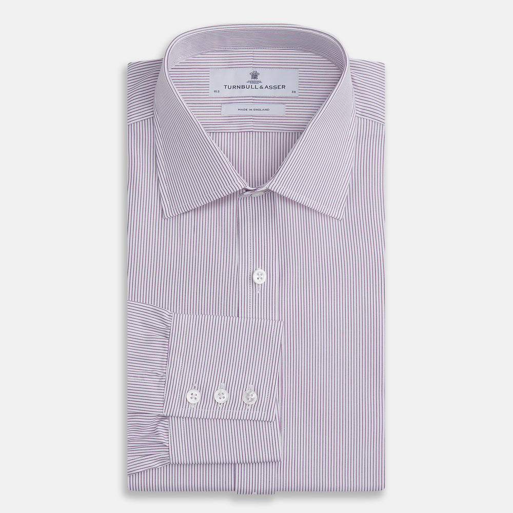 mens purple pinstripe dress shirt Karl Knox Men's French Cuff Pinstripe Shirt Set - Paisley and Stripe Tie - Purple - 17.5 34/35