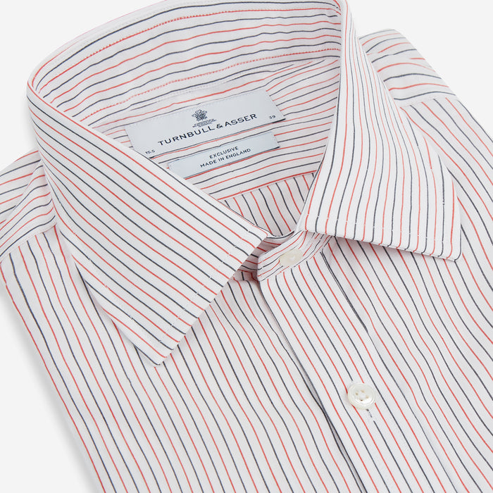 Red and Navy Pinstripe Mayfair Shirt Image 1
