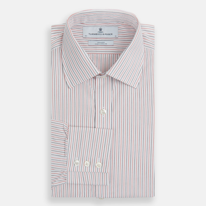 Red and Navy Pinstripe Mayfair Shirt Image 3