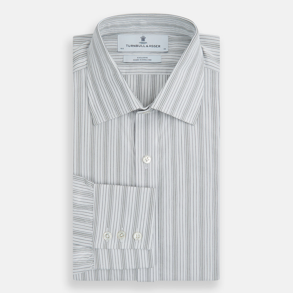 Grey Fine Track Stripe Mayfair Shirt