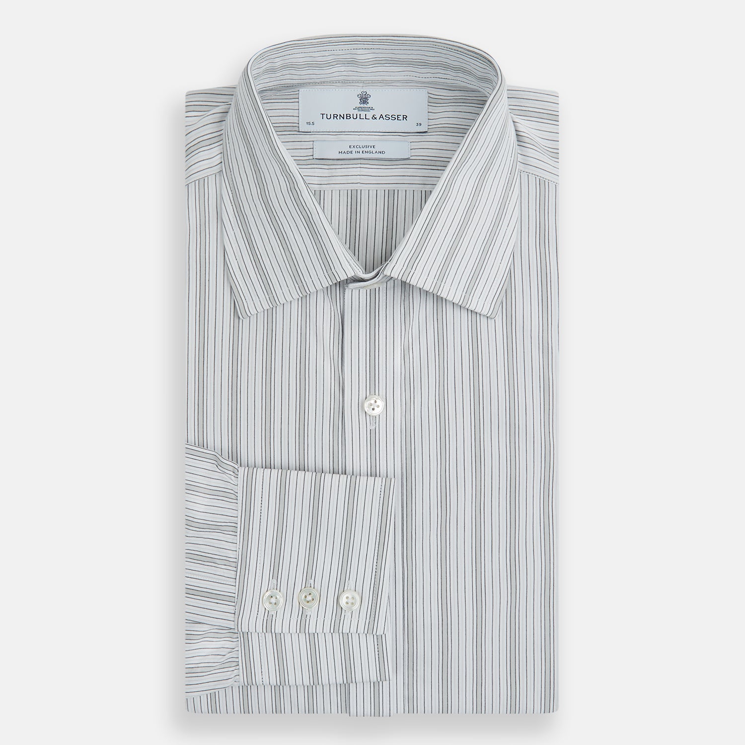 View 4 of product Grey Fine Track Stripe Mayfair Shirt