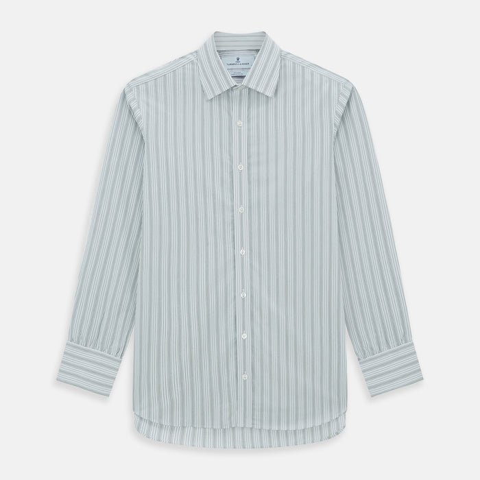 Grey Fine Track Stripe Mayfair Shirt