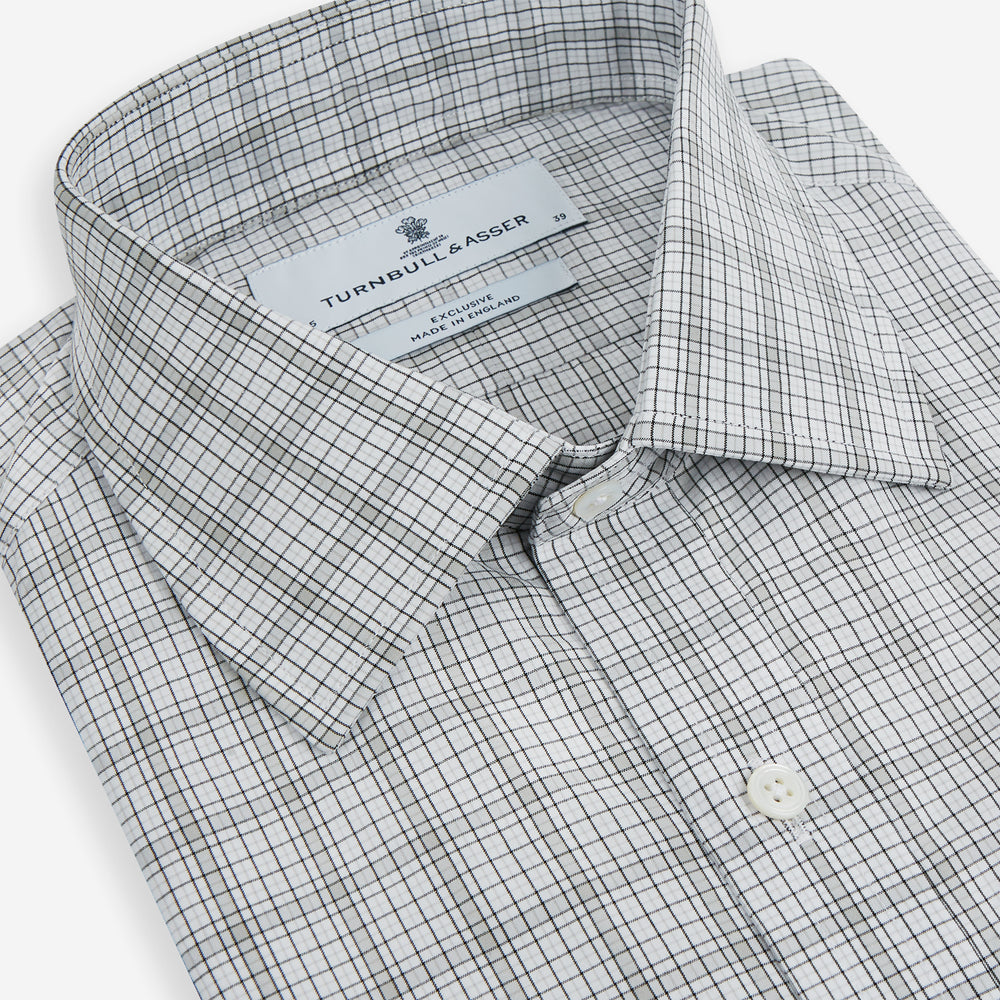 Grey Fine Multi Graph Check Mayfair Shirt