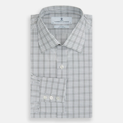 Grey Fine Multi Graph Check Mayfair Shirt Image 3
