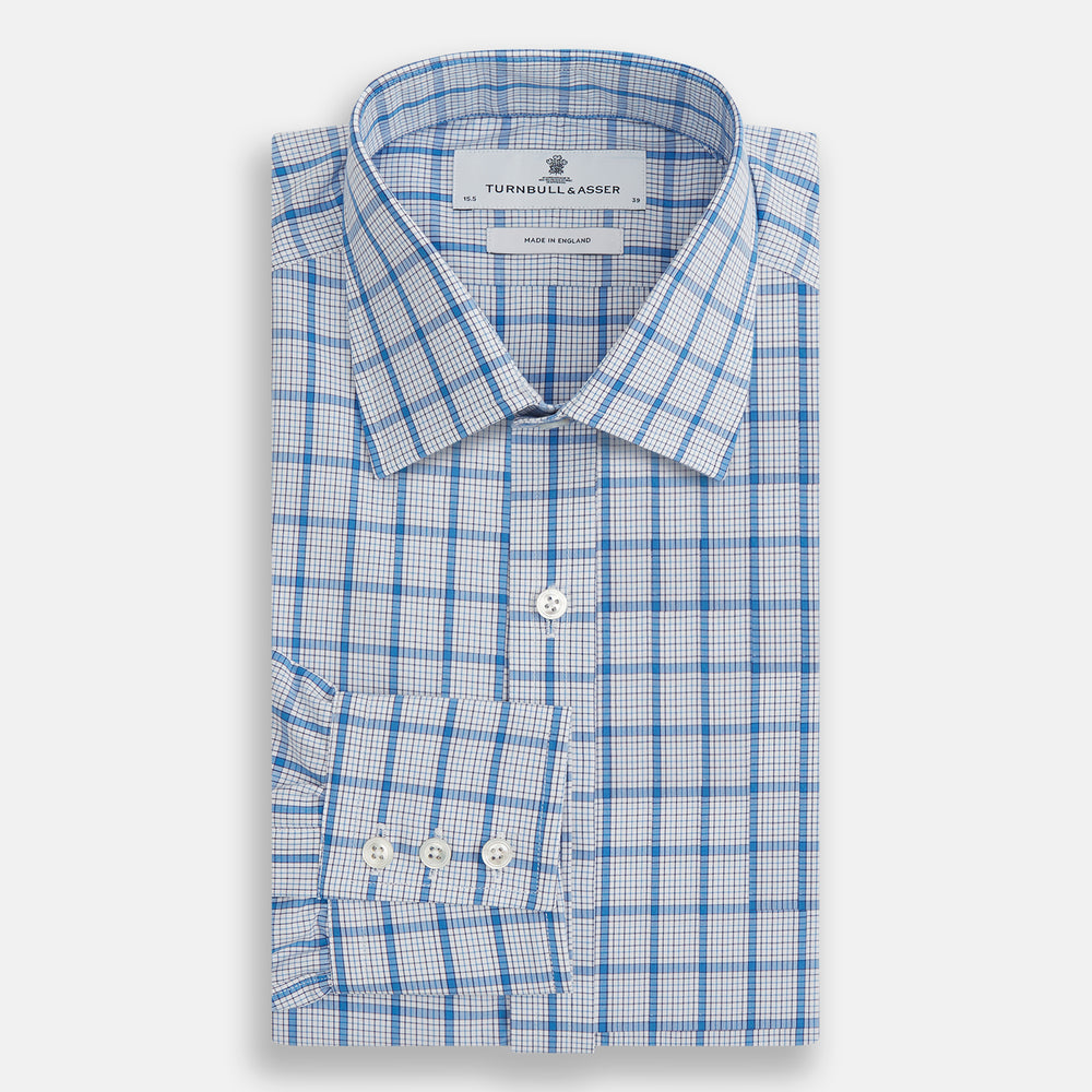 Blue Graph Overlay Check Mayfair Shirt
