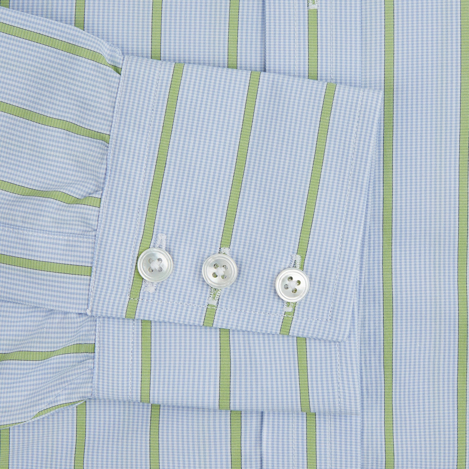 Turnbull & Asser Light Green And Blue Stripe Mayfair Shirt