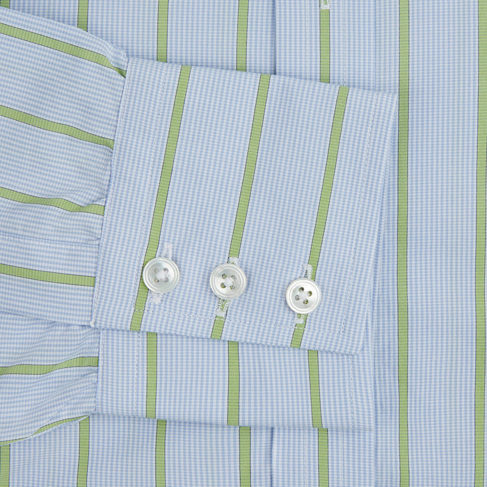 Light Green and Blue Stripe Mayfair Shirt Image 2