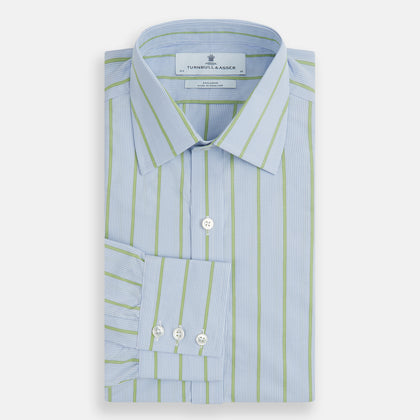 Light Green and Blue Stripe Mayfair Shirt Image 3