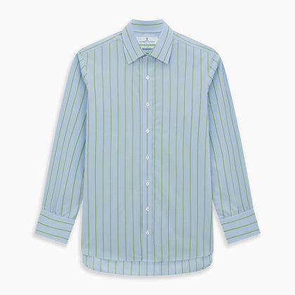 Light Green and Blue Stripe Mayfair Shirt Image 6