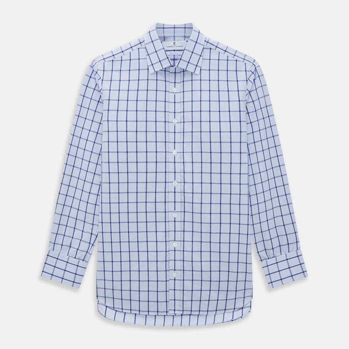 Navy Blue Windowpane Check Mayfair Shirt
