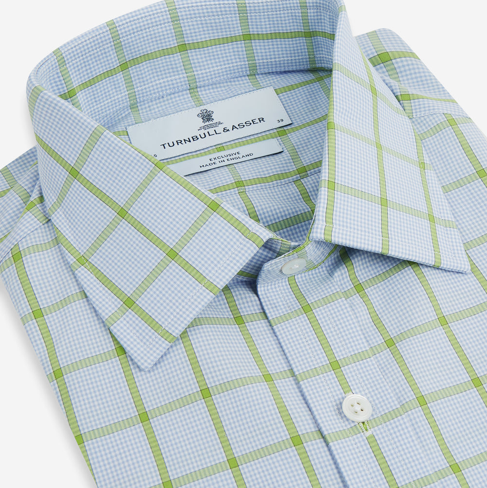Light Green Windowpane Check Mayfair Shirt
