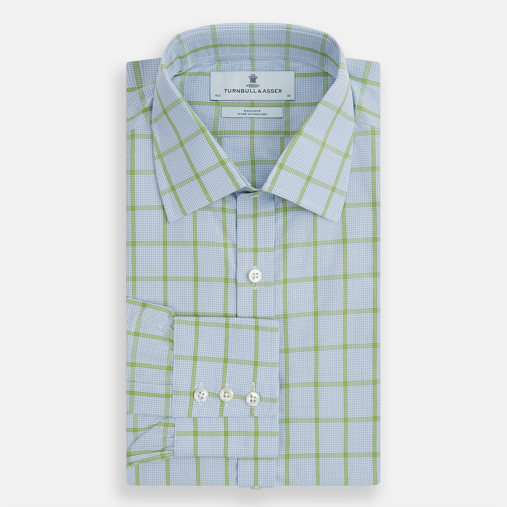 Light Green Windowpane Check Mayfair Shirt