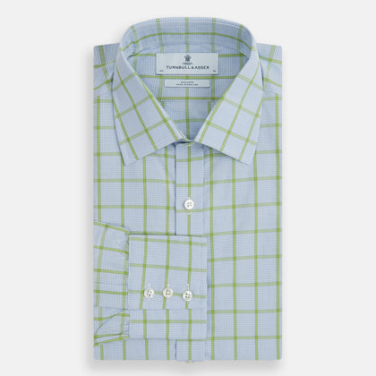 Light Green Windowpane Check Mayfair Shirt Image 4