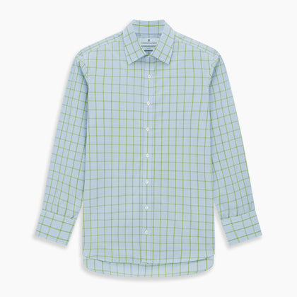 Light Green Windowpane Check Mayfair Shirt Image 6