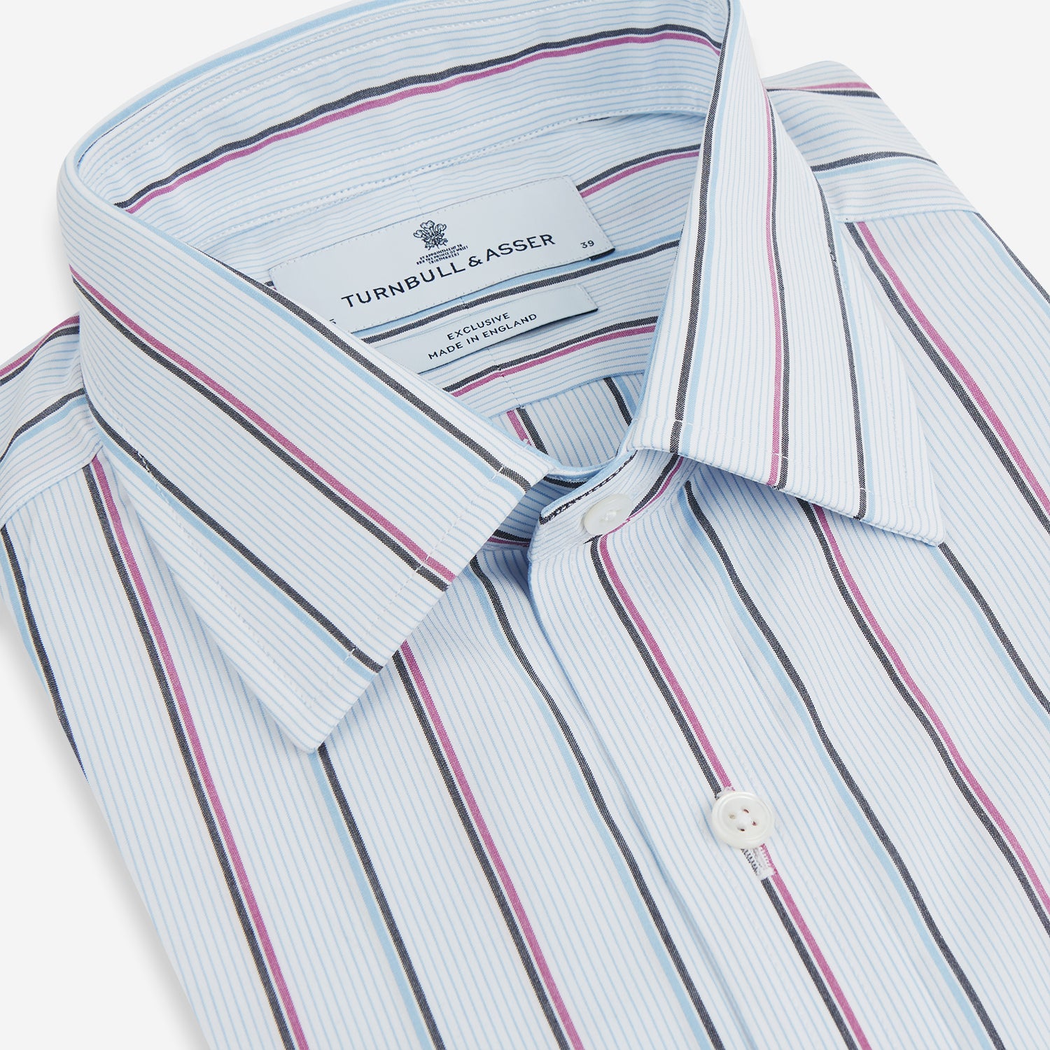 View 2 of product Blue and Pink Shadow Stripe Mayfair Shirt