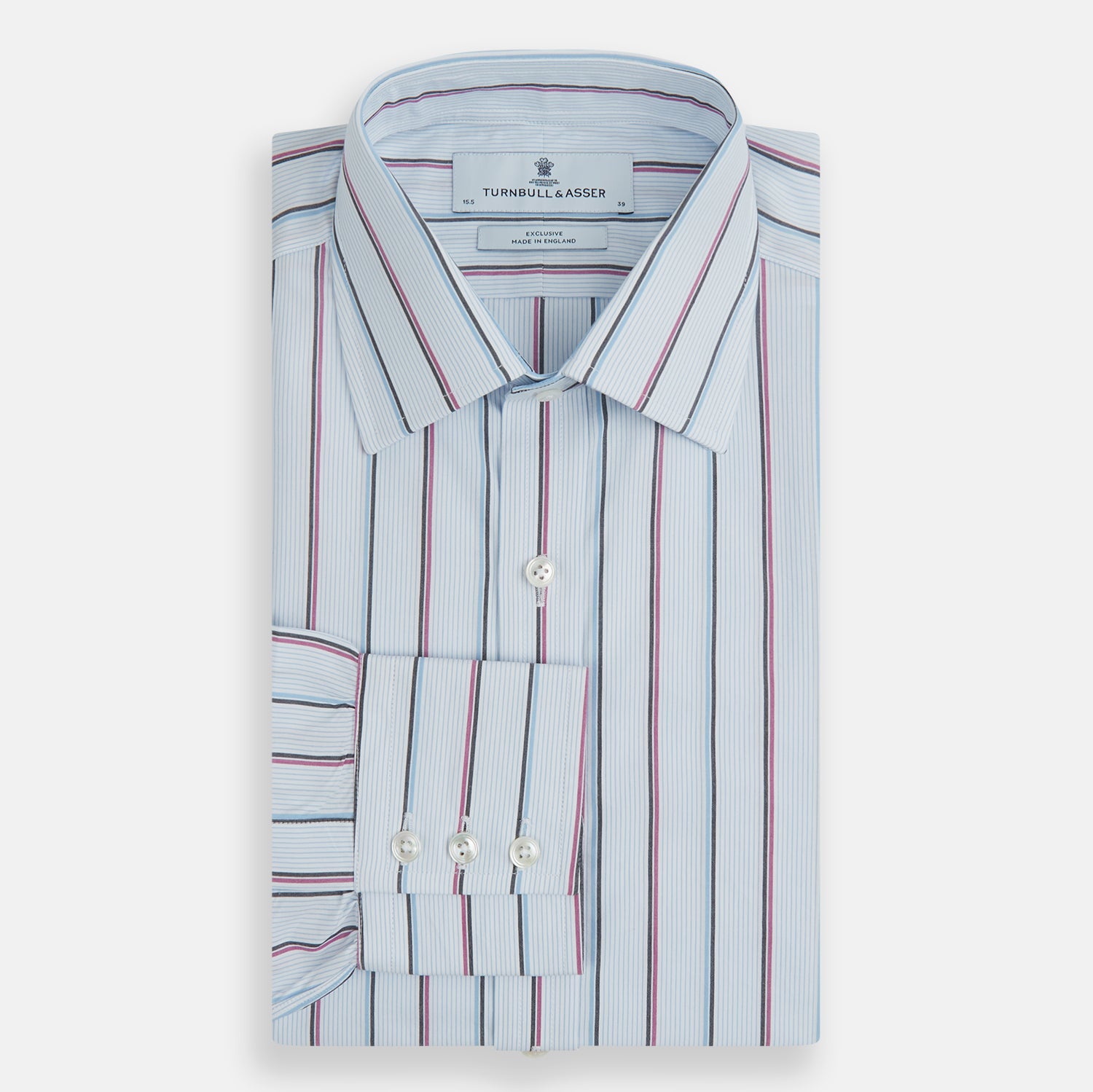 View 4 of product Blue and Pink Shadow Stripe Mayfair Shirt