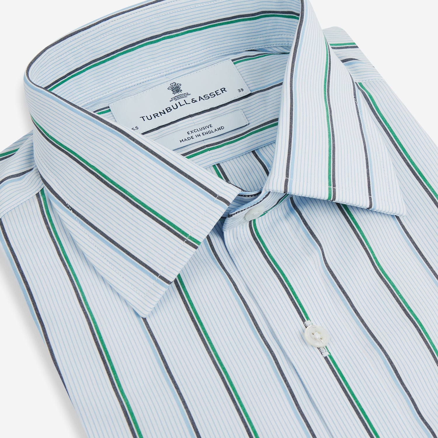 View 2 of product Blue and Green Shadow Stripe Mayfair Shirt