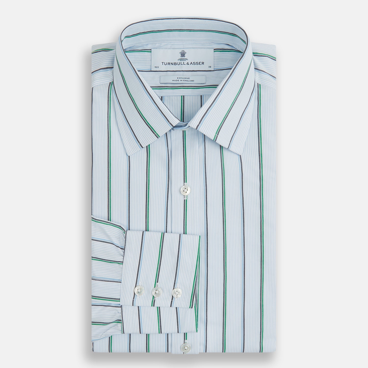 View 4 of product Blue and Green Shadow Stripe Mayfair Shirt
