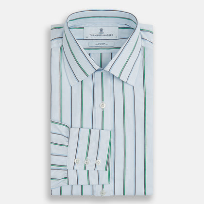 Blue and Green Shadow Stripe Mayfair Shirt Image 3
