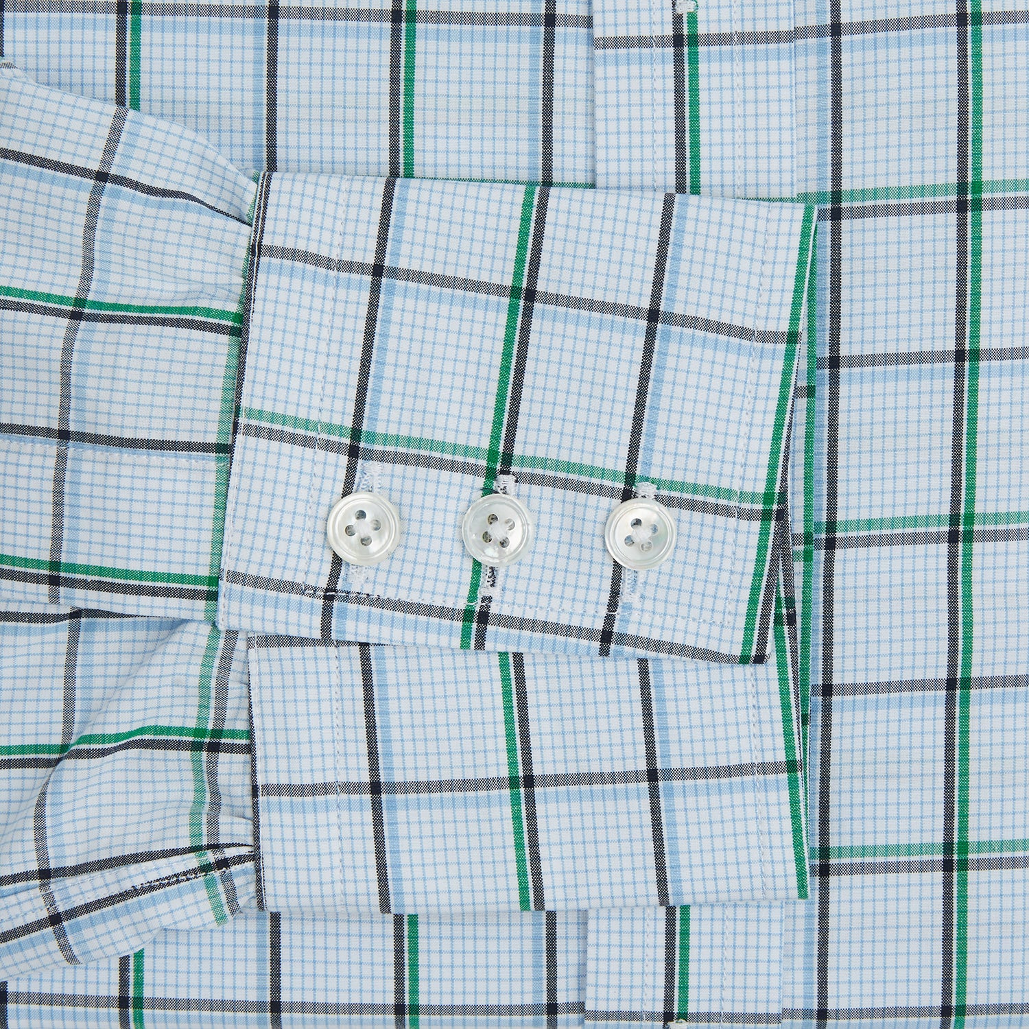 View 3 of product Blue and Green Tattersall Check Mayfair Shirt