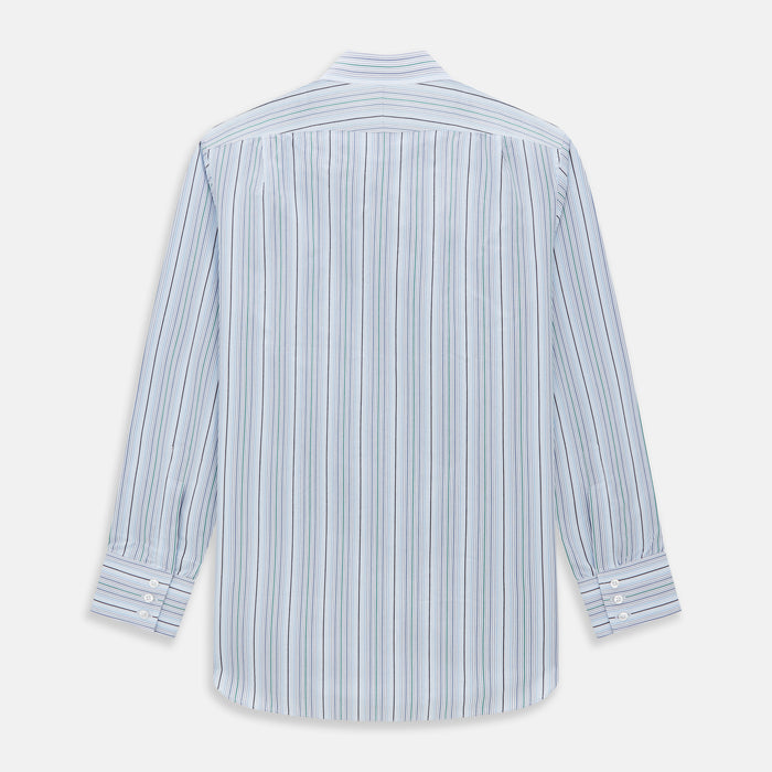 Blue and Green Multi Track Stripe Mayfair Shirt Image 4