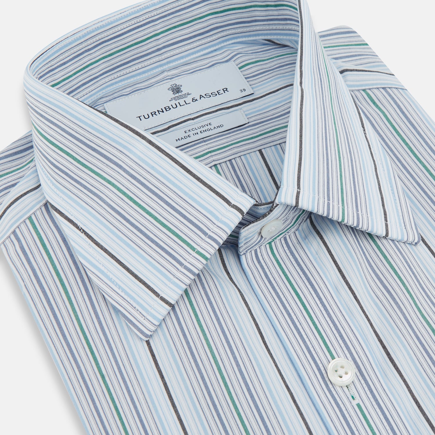 View 2 of product Blue and Green Multi Track Stripe Mayfair Shirt
