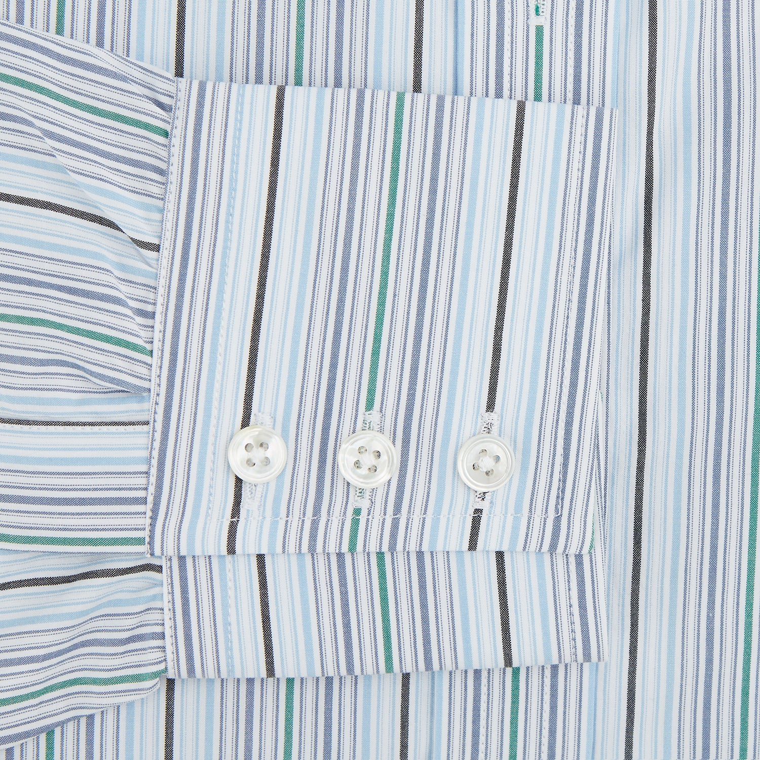View 3 of product Blue and Green Multi Track Stripe Mayfair Shirt