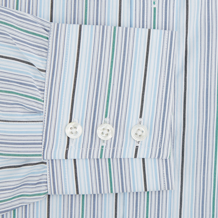 Blue and Green Multi Track Stripe Mayfair Shirt Image 2