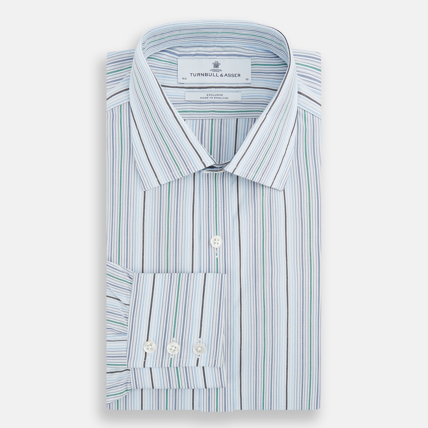 View 4 of product Blue and Green Multi Track Stripe Mayfair Shirt