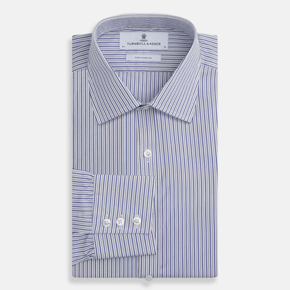 Dark Blue Track Stripe Mayfair Shirt Image 3