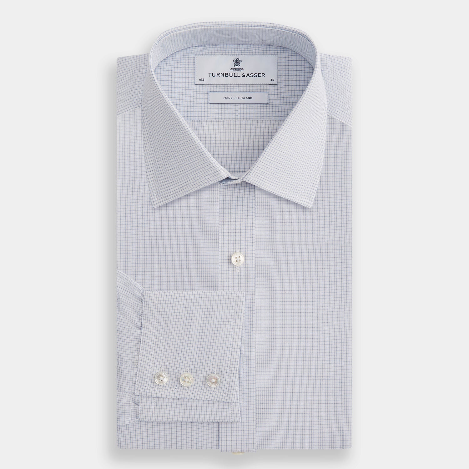 View 4 of product Blue Fine Graph Check Mayfair Shirt