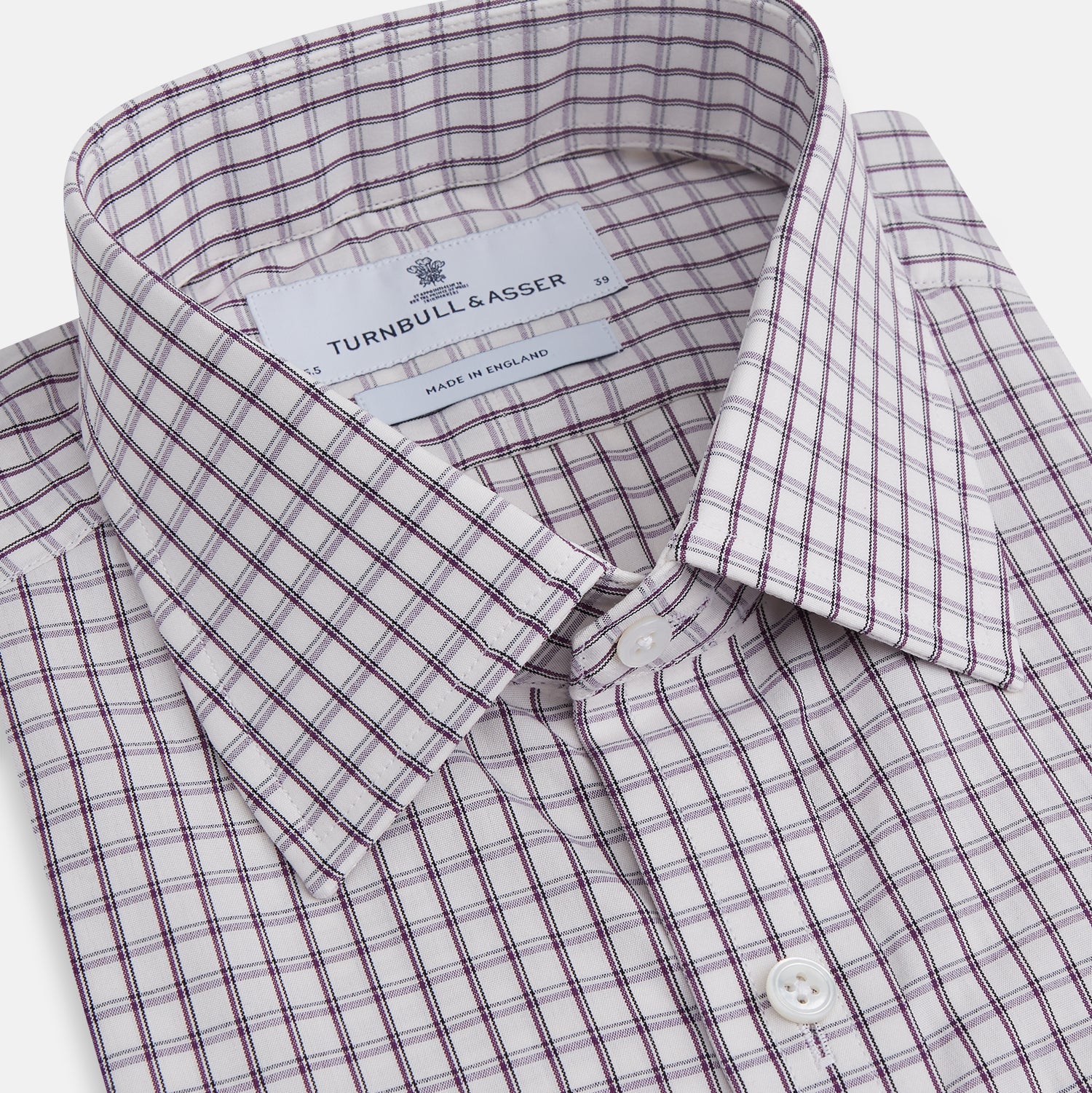 View 2 of product Purple Tattersall Check Mayfair Shirt