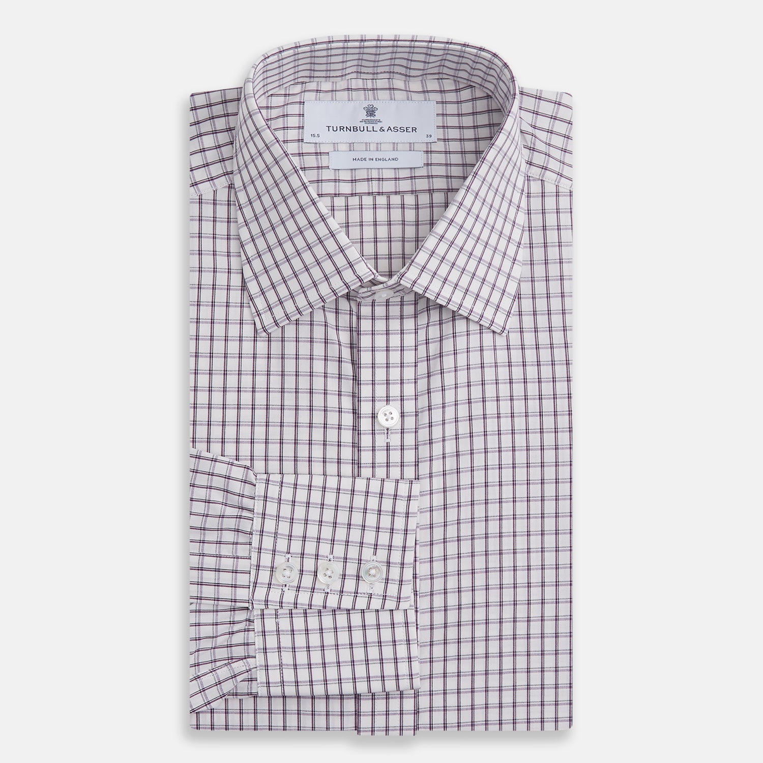 View 4 of product Purple Tattersall Check Mayfair Shirt