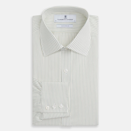 Dark Green Pinstripe Mayfair Shirt Image 3