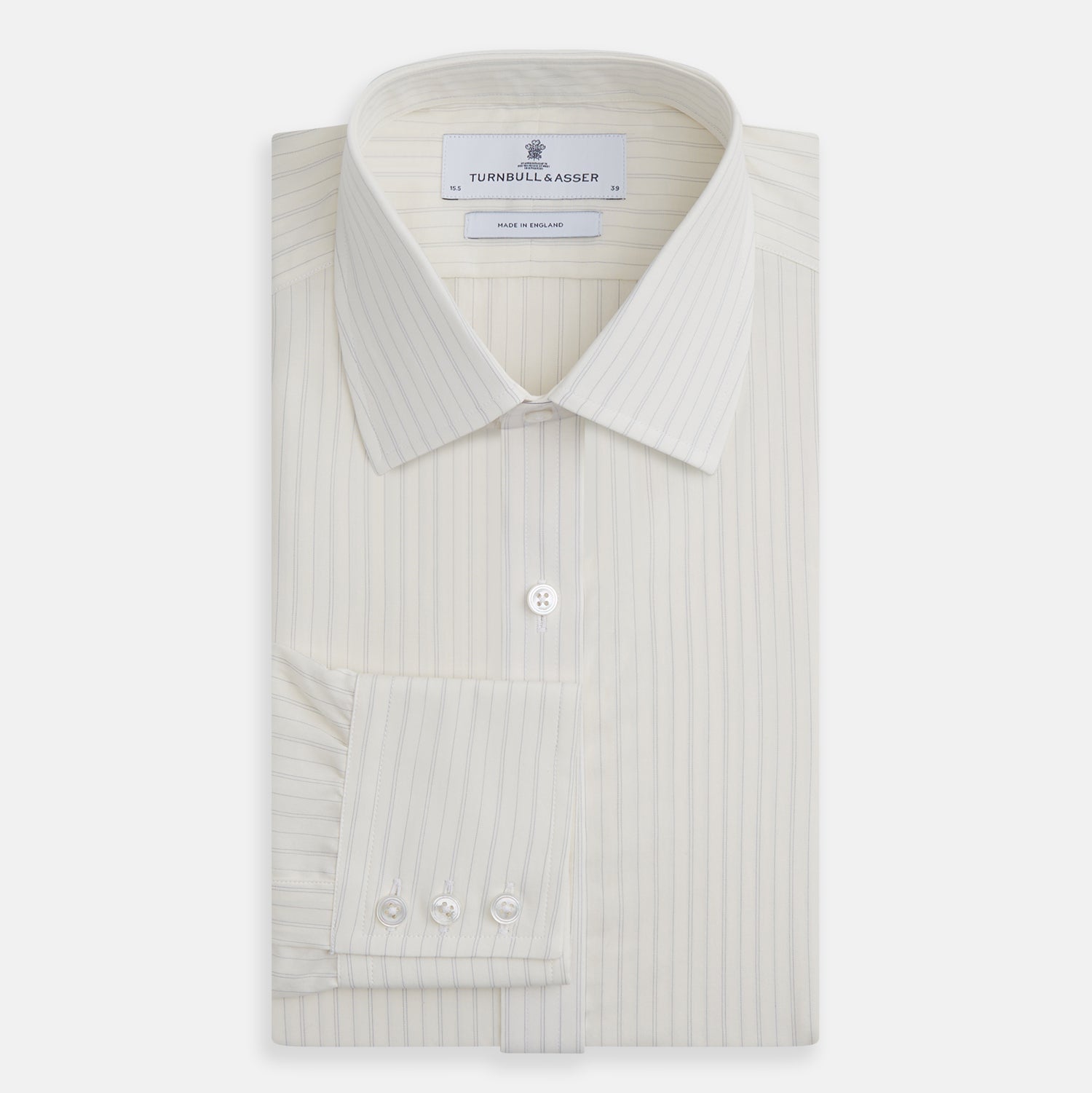 View 4 of product Pale Blue Fine Track Stripe Mayfair Shirt
